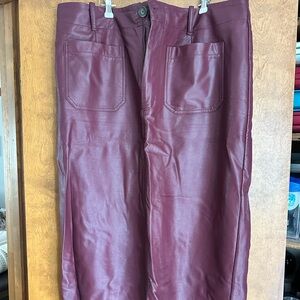 Anthropologie Maeve Maroon Leather Skirt